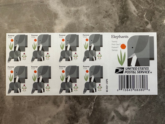 Cartoon Elephants Star Forever First Class Postage Stamps - Mailboxes of Flushing
