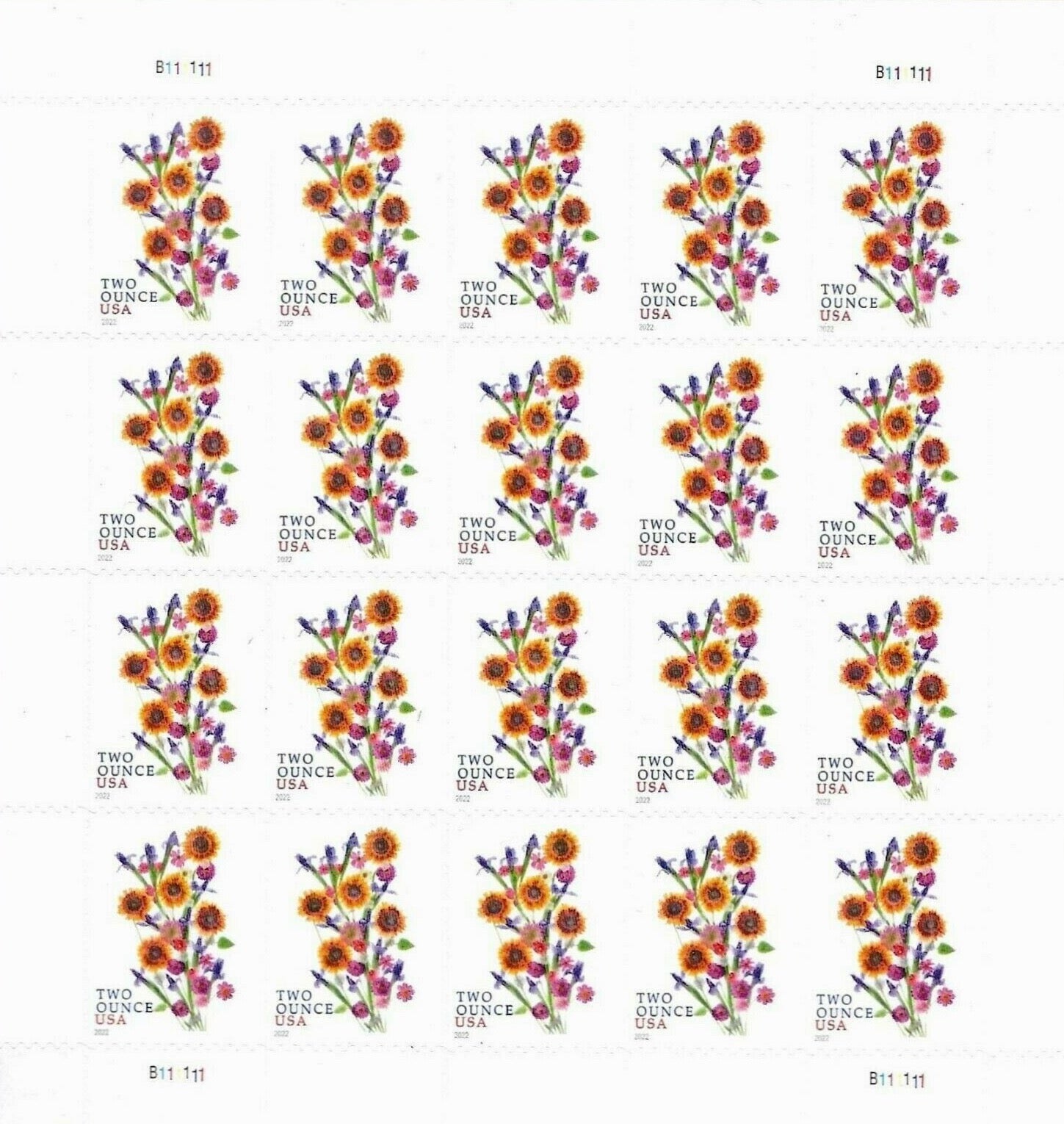 Sunflower Bouquet Two Ounce Forever First Class Postage Stamps - Mailboxes of Flushing