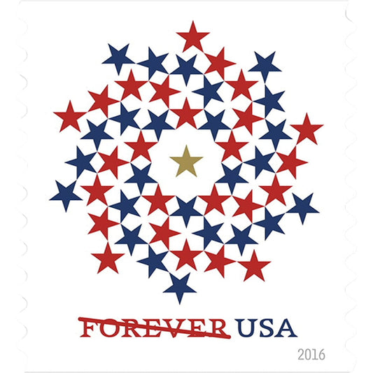 Patriotic Spiral Forever First Class Postage Stamps - Mailboxes of Flushing