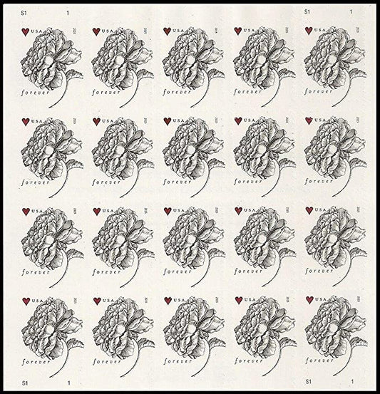 Antique Vintage Rose Forever First Class Postage Stamps - Mailboxes of Flushing