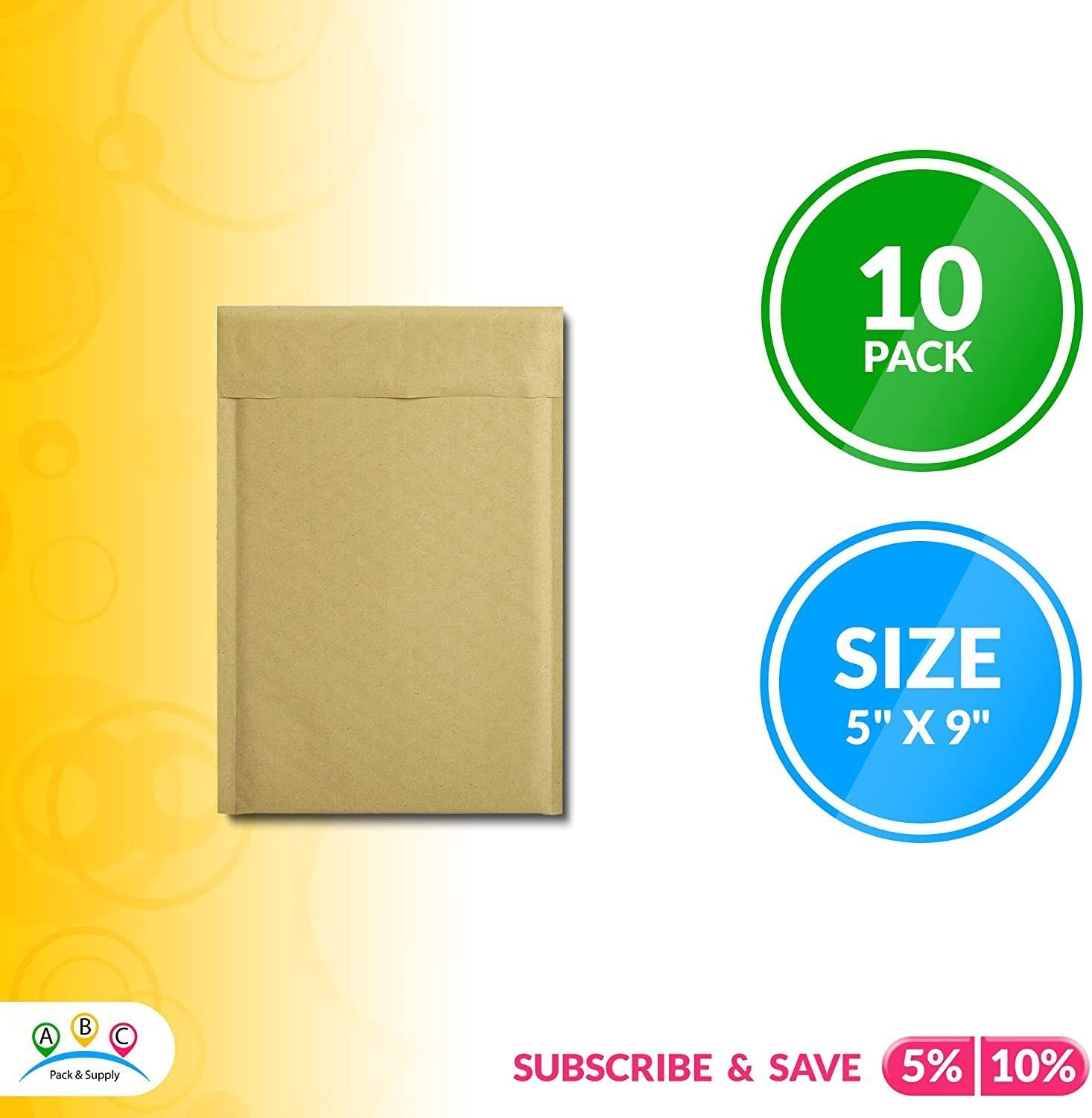 Pack of 10 Kraft Bubble Mailers 5 x 9 Inch Size. Natural Brown Kraft Envelopes 5 x 9. Kraft Padded Bubble Envelopes Peel and Seal Envelopes for Business; Documents; Packaging. Bulk Shipping Bags - Mailboxes of Flushing
