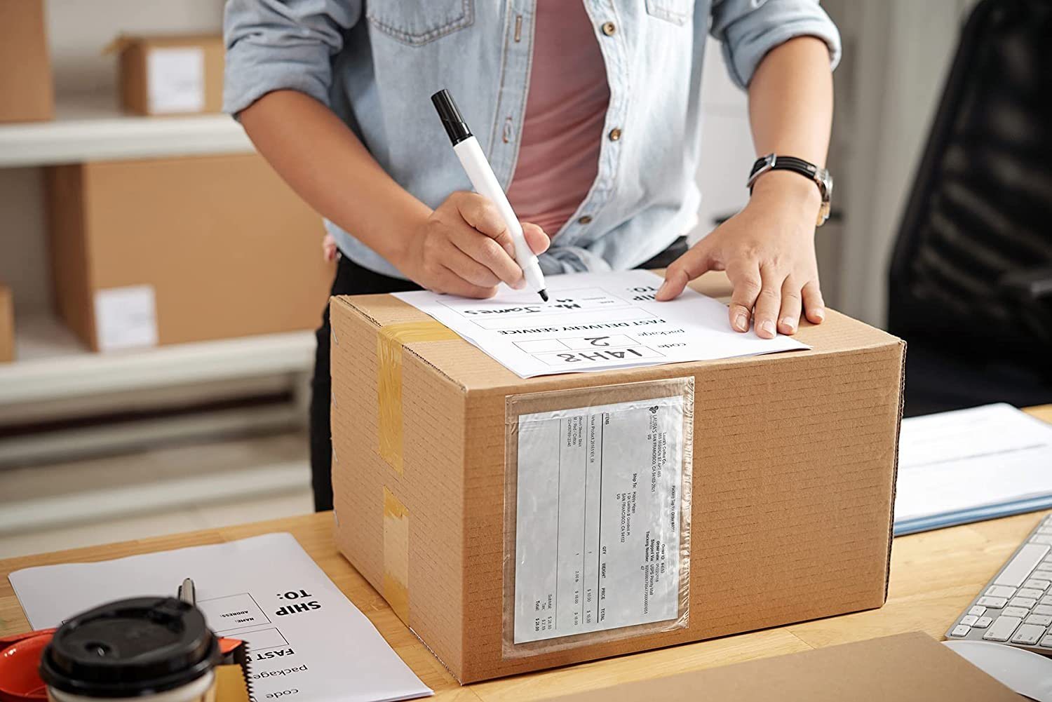 Packing Slip Envelope Pouches 4.5" x 5.5"; Pack of 1000 Clear Plastic Shipping Sleeves; Self-Sealing Shipping Label Sleeves for Documents; Lightweight Plastic Shipping Pouches; Packing Slips - Mailboxes of Flushing