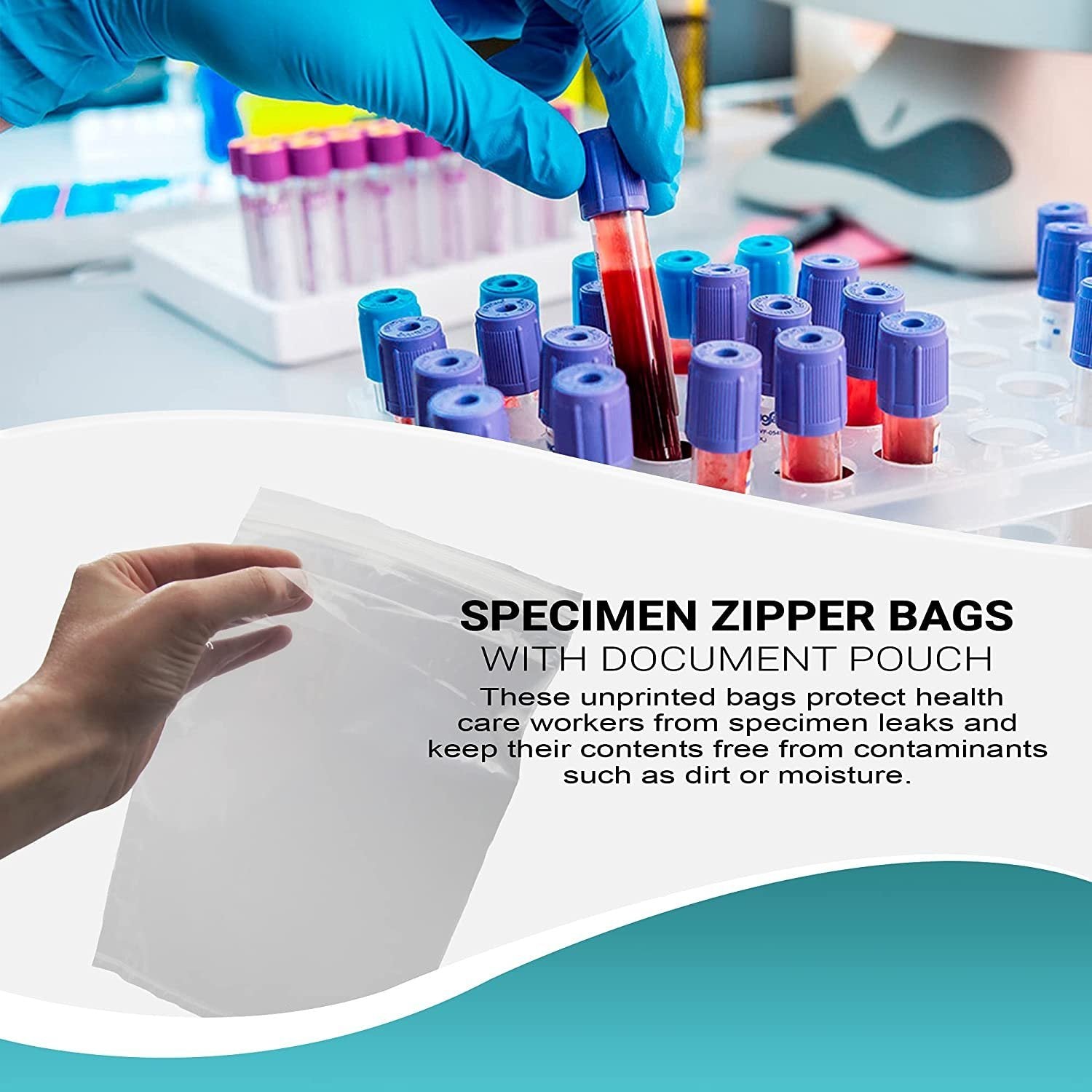 Pack of 100 Specimen Zipper Bags 6 x 9 Clear Specimen Bags 6x9 with Document Pouch and Back Flap Plain Bags Thickness 2 Mil Unprinted Transport Bags for Shipping Packaging Specimens - Mailboxes of Flushing