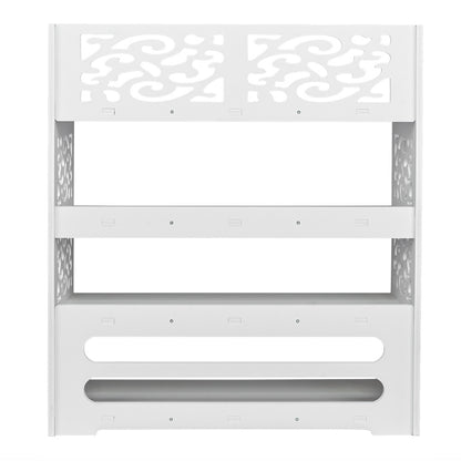Free shipping Wood-plastic Board Four Tiers Carved Shoe Rack White YJ - Mailboxes of Flushing