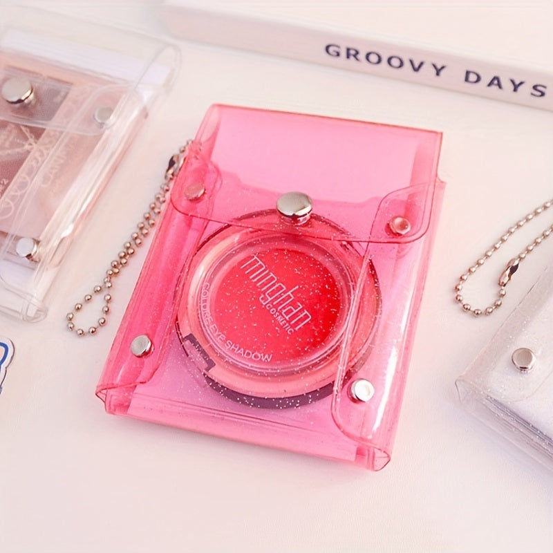 Transparent Glitter Card Holder, Mini Snap Button Coin Purse, Cute Card Storage Bag With Keychain - Mailboxes of Flushing