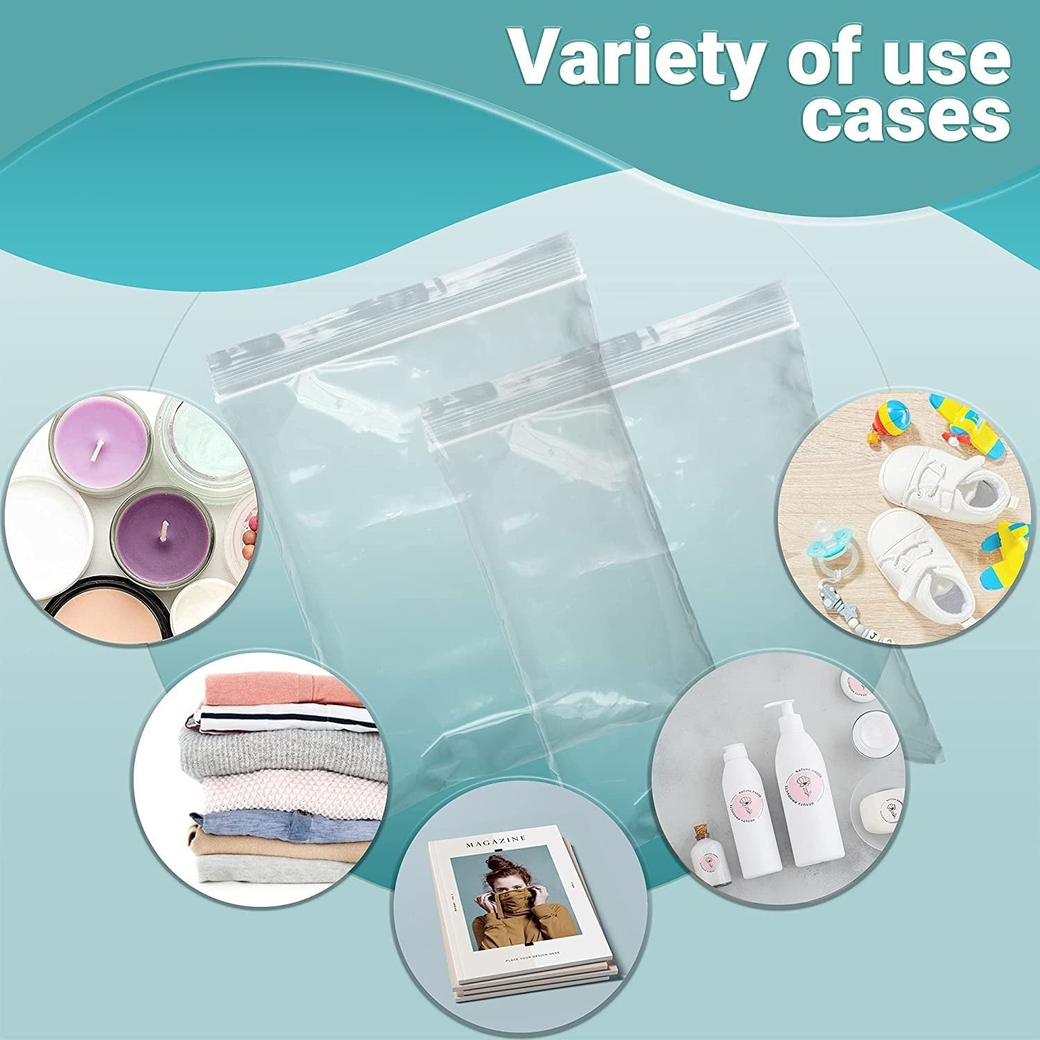 Pack of 1000 Clear Zipper Bags. Assortment 2 mil Clear Seal Top Plastic Bags. 10 Sizes of Zip top Polyethylene Bags for Shipping and Storage. Resealable. - Mailboxes of Flushing