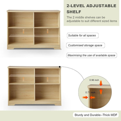 bookshelf with open adjustable bookshelf, 2-layer bookshelf, 4-bucket bookshelf organizer, small bookshelf, wooden storage cabinet in living room and office - Mailboxes of Flushing
