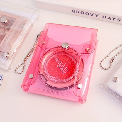 Transparent Glitter Card Holder, Mini Snap Button Coin Purse, Cute Card Storage Bag With Keychain - Mailboxes of Flushing