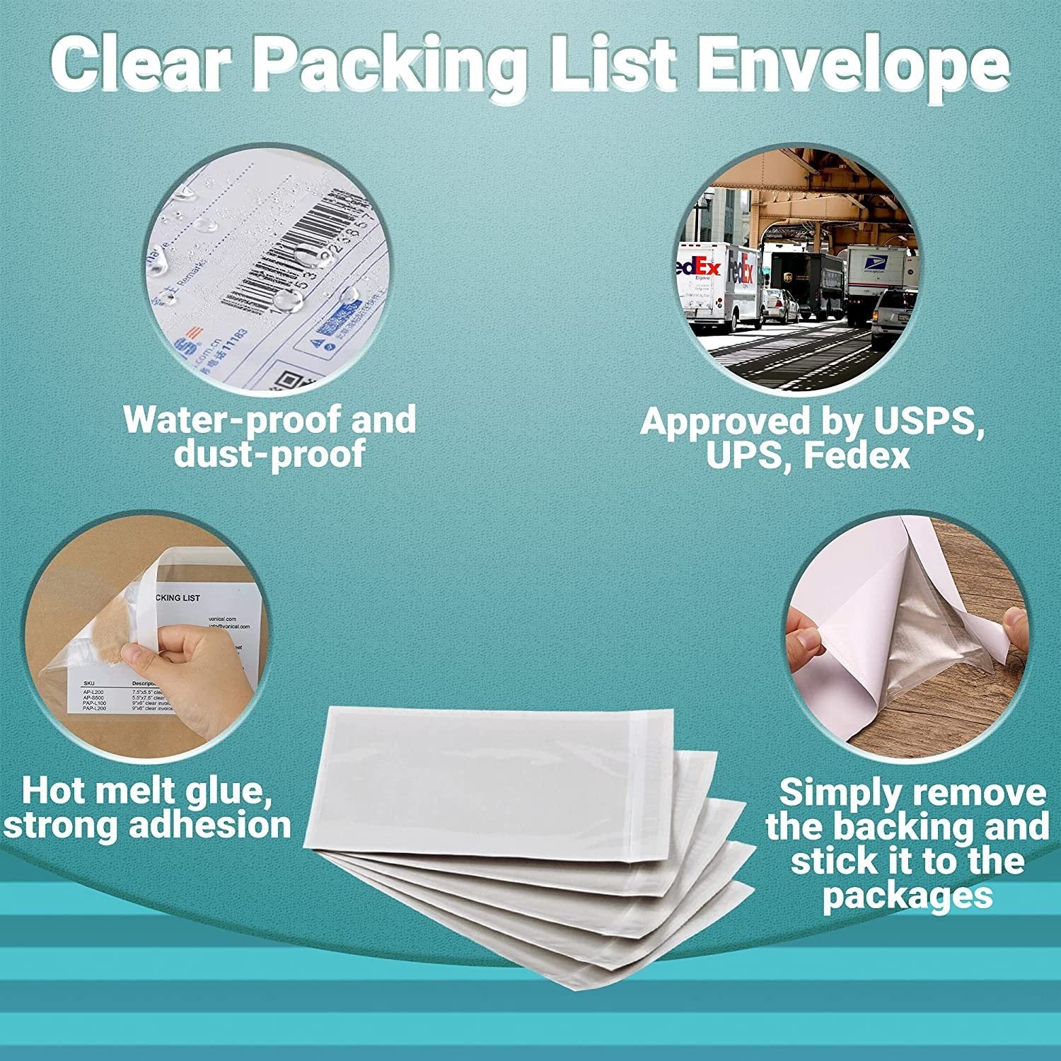 Packing Slip Envelope Pouches 4.5" x 5.5"; Pack of 1000 Clear Plastic Shipping Sleeves; Self-Sealing Shipping Label Sleeves for Documents; Lightweight Plastic Shipping Pouches; Packing Slips - Mailboxes of Flushing