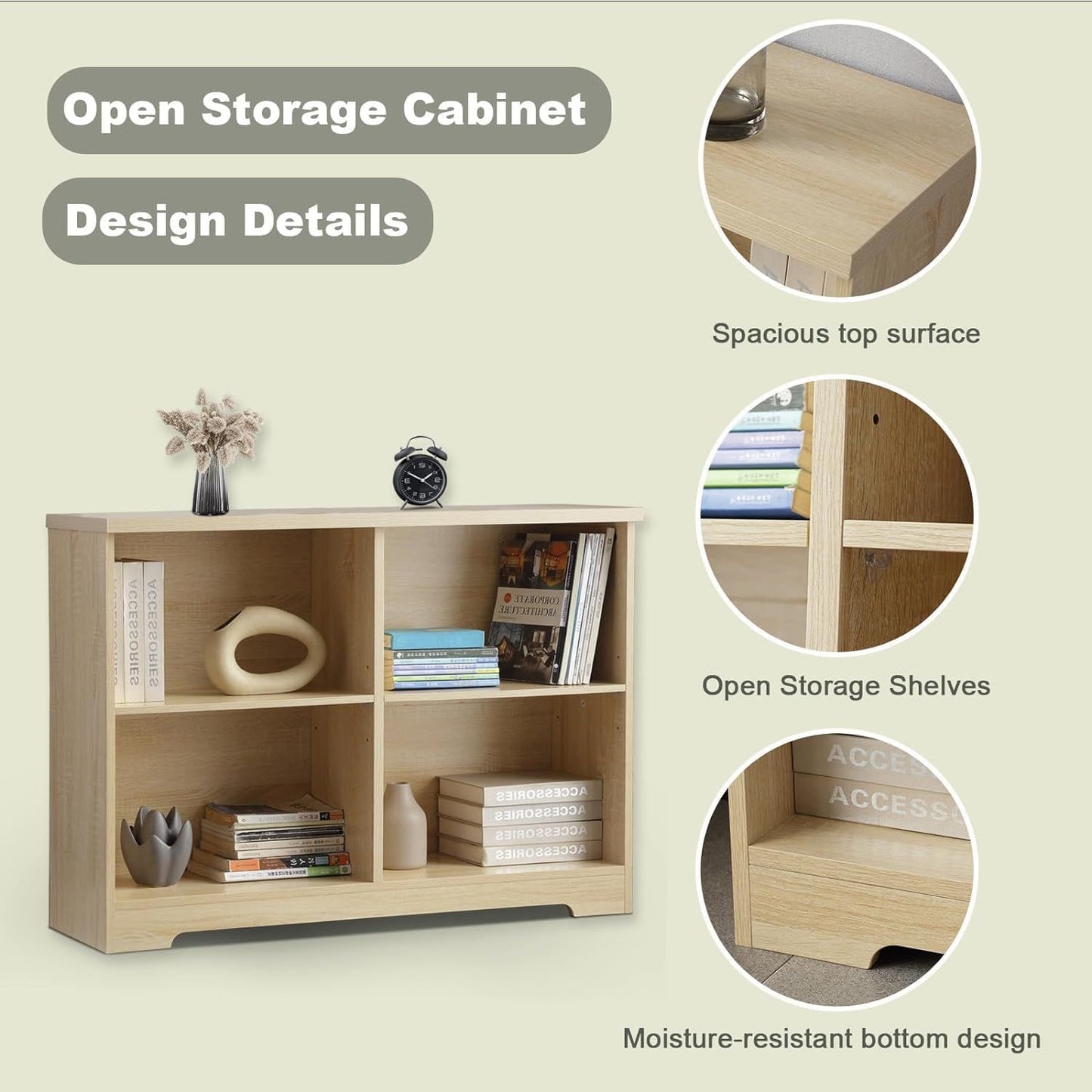 bookshelf with open adjustable bookshelf, 2-layer bookshelf, 4-bucket bookshelf organizer, small bookshelf, wooden storage cabinet in living room and office - Mailboxes of Flushing