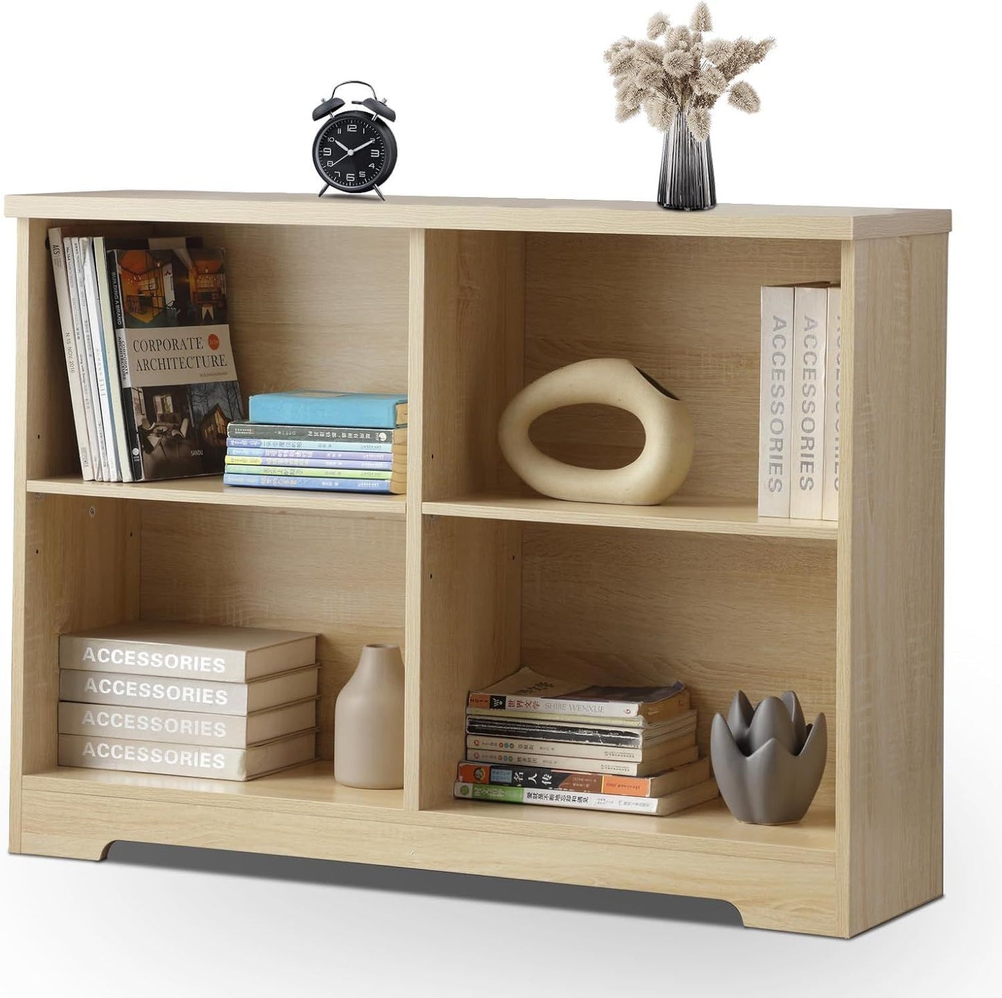 bookshelf with open adjustable bookshelf, 2-layer bookshelf, 4-bucket bookshelf organizer, small bookshelf, wooden storage cabinet in living room and office - Mailboxes of Flushing
