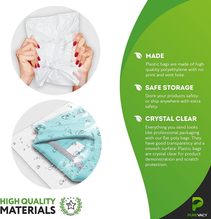 Clear Flat Poly Bags 12" x 18". Pack of 1000 Non-Sticky Plastic 2 mil Retail Pouches. Medium PE Packaging for Mailing; Shipping; Packing. Reusable Storage for Clothing; Boots; T-Shirts - Mailboxes of Flushing