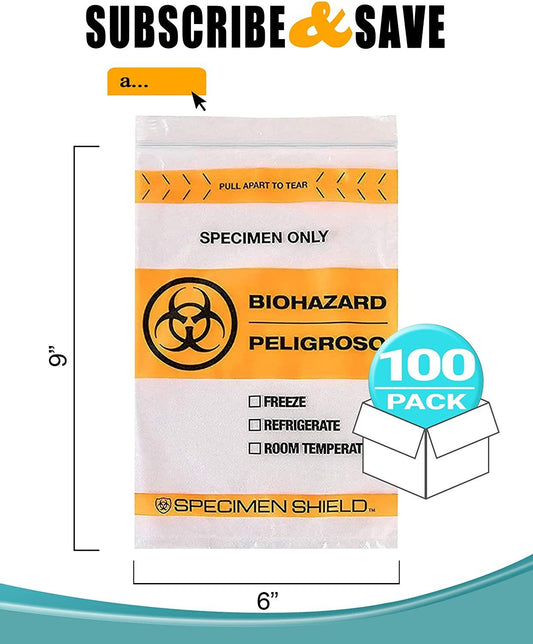 Pack of 100 Orange and Black Biohazard Specimen Bags 6 x 9 Zipper Bags Tear Pouch Bags 6x9 Thickness 2 Mil Seal Top Specimen Lab Transport Bags for Shipping Packaging Specimens; Wholesale Price - Mailboxes of Flushing