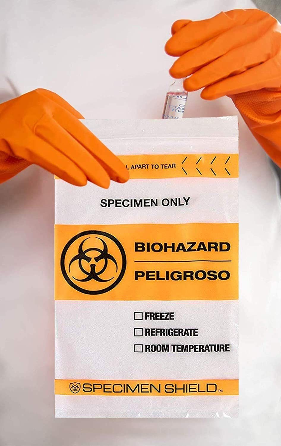Pack of 100 Orange and Black Biohazard Specimen Bags 6 x 9 Zipper Bags Tear Pouch Bags 6x9 Thickness 2 Mil Seal Top Specimen Lab Transport Bags for Shipping Packaging Specimens; Wholesale Price - Mailboxes of Flushing