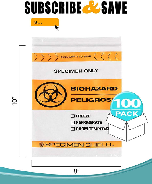 Pack of 100 Orange and Black Biohazard Specimen Bags 8 x 10 Zipper Bags Tear Pouch Bags 8x10 Thickness 2 Mil Seal Top Specimen Lab Bags 3 Wall for Shipping Packaging Specimens; Wholesale Price - Mailboxes of Flushing