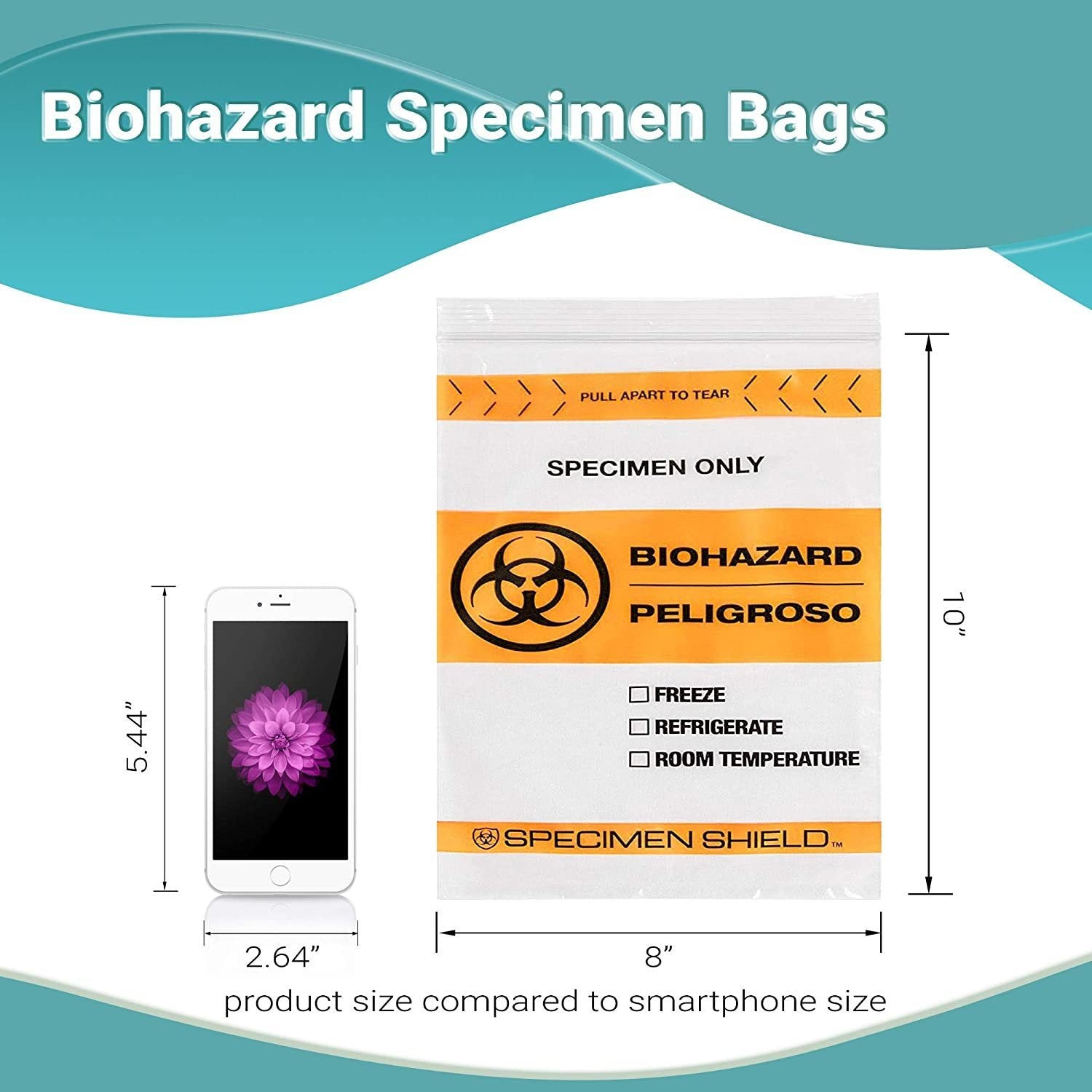 Pack of 100 Orange and Black Biohazard Specimen Bags 8 x 10 Zipper Bags Tear Pouch Bags 8x10 Thickness 2 Mil Seal Top Specimen Lab Bags 3 Wall for Shipping Packaging Specimens; Wholesale Price - Mailboxes of Flushing