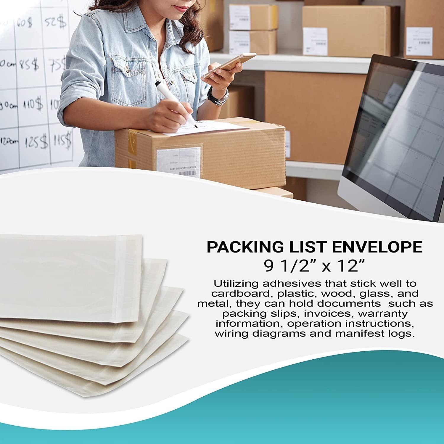 Packing Slip Envelope Pouches 4.5" x 5.5"; Pack of 1000 Clear Plastic Shipping Sleeves; Self-Sealing Shipping Label Sleeves for Documents; Lightweight Plastic Shipping Pouches; Packing Slips - Mailboxes of Flushing