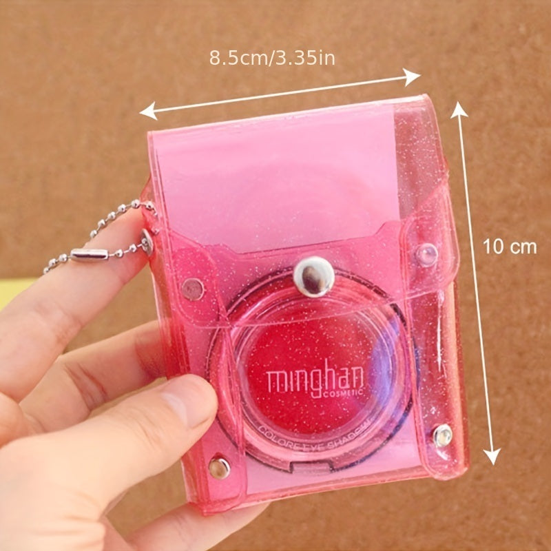Transparent Glitter Card Holder, Mini Snap Button Coin Purse, Cute Card Storage Bag With Keychain - Mailboxes of Flushing