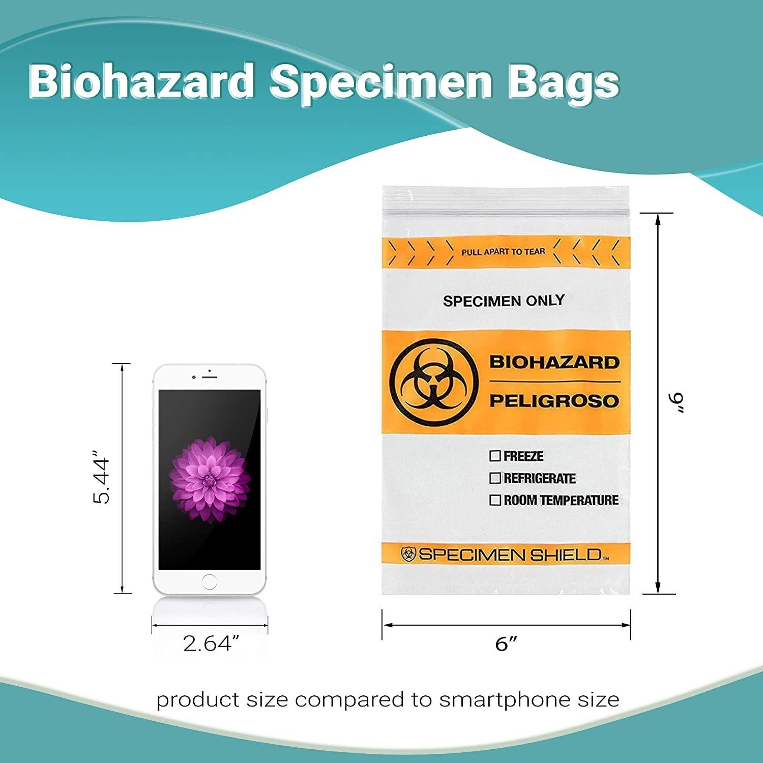 Pack of 100 Orange and Black Biohazard Specimen Bags 6 x 9 Zipper Bags Tear Pouch Bags 6x9 Thickness 2 Mil Seal Top Specimen Lab Transport Bags for Shipping Packaging Specimens; Wholesale Price - Mailboxes of Flushing