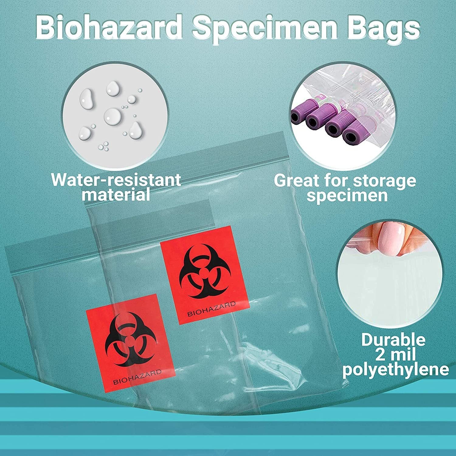 Pack of 100 Biohazard Specimen Bags Black and Red 6 x 9 Zipper Top Plastic Pouch Bags 6x9 Thickness 2 Mil Printed Polyethylene Transport Bags for Shipping Packing Specimens; Wholesale Price - Mailboxes of Flushing
