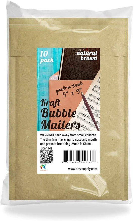 Pack of 10 Kraft Bubble Mailers 5 x 9 Inch Size. Natural Brown Kraft Envelopes 5 x 9. Kraft Padded Bubble Envelopes Peel and Seal Envelopes for Business; Documents; Packaging. Bulk Shipping Bags - Mailboxes of Flushing