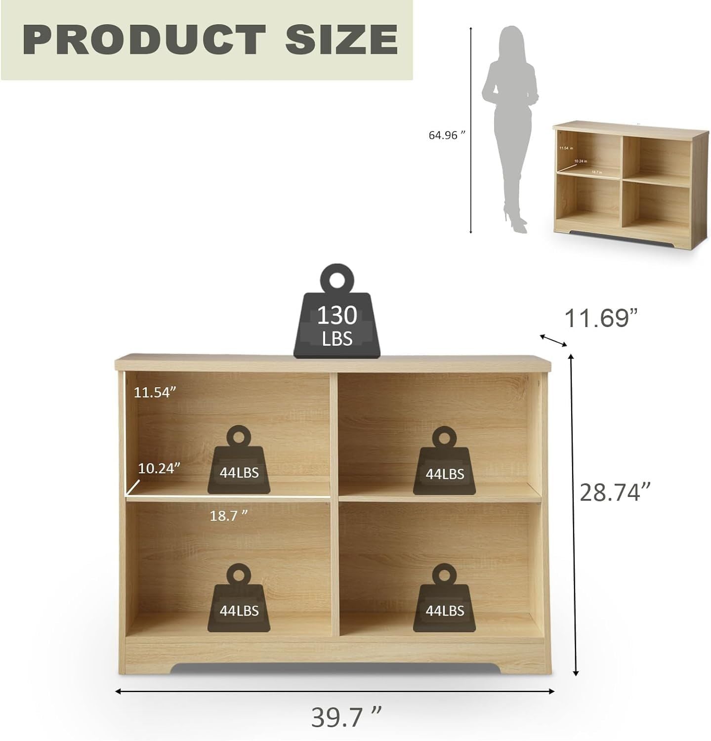 bookshelf with open adjustable bookshelf, 2-layer bookshelf, 4-bucket bookshelf organizer, small bookshelf, wooden storage cabinet in living room and office - Mailboxes of Flushing