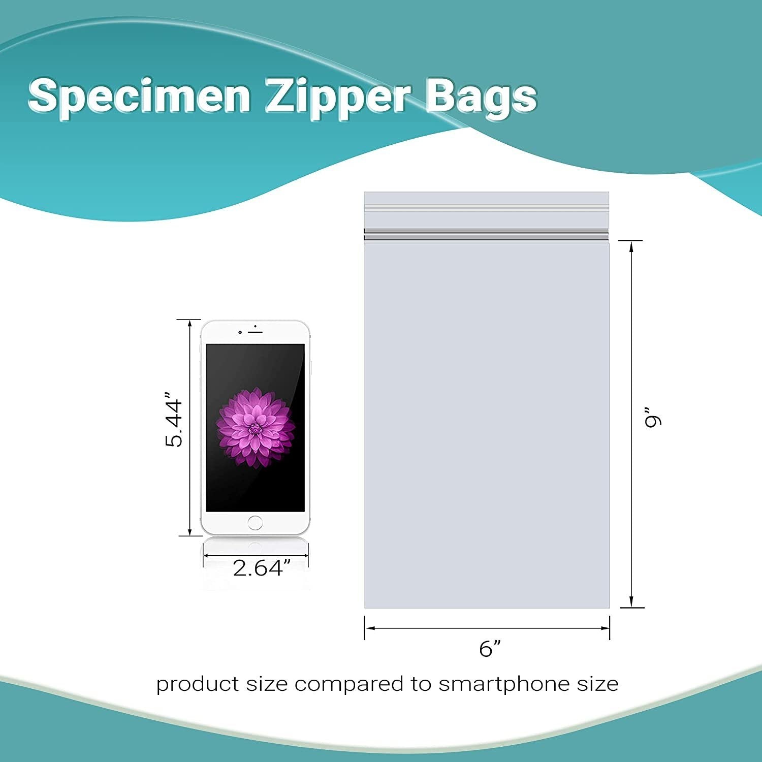 Pack of 100 Specimen Zipper Bags 6 x 9 Clear Specimen Bags 6x9 with Document Pouch and Back Flap Plain Bags Thickness 2 Mil Unprinted Transport Bags for Shipping Packaging Specimens - Mailboxes of Flushing