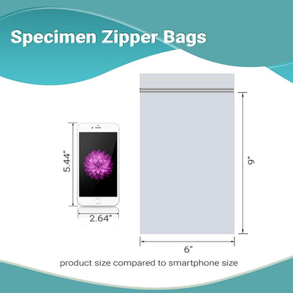 Pack of 100 Specimen Zipper Bags 6 x 9 Clear Specimen Bags 6x9 with Document Pouch and Back Flap Plain Bags Thickness 2 Mil Unprinted Transport Bags for Shipping Packaging Specimens - Mailboxes of Flushing