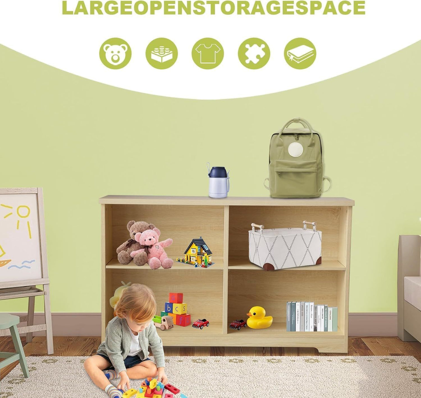 bookshelf with open adjustable bookshelf, 2-layer bookshelf, 4-bucket bookshelf organizer, small bookshelf, wooden storage cabinet in living room and office - Mailboxes of Flushing