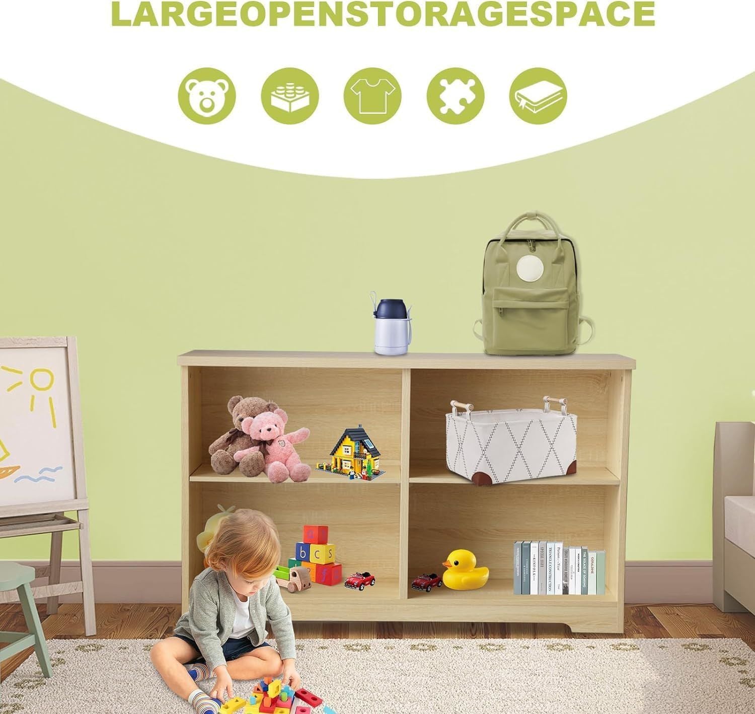 bookshelf with open adjustable bookshelf, 2-layer bookshelf, 4-bucket bookshelf organizer, small bookshelf, wooden storage cabinet in living room and office - Mailboxes of Flushing