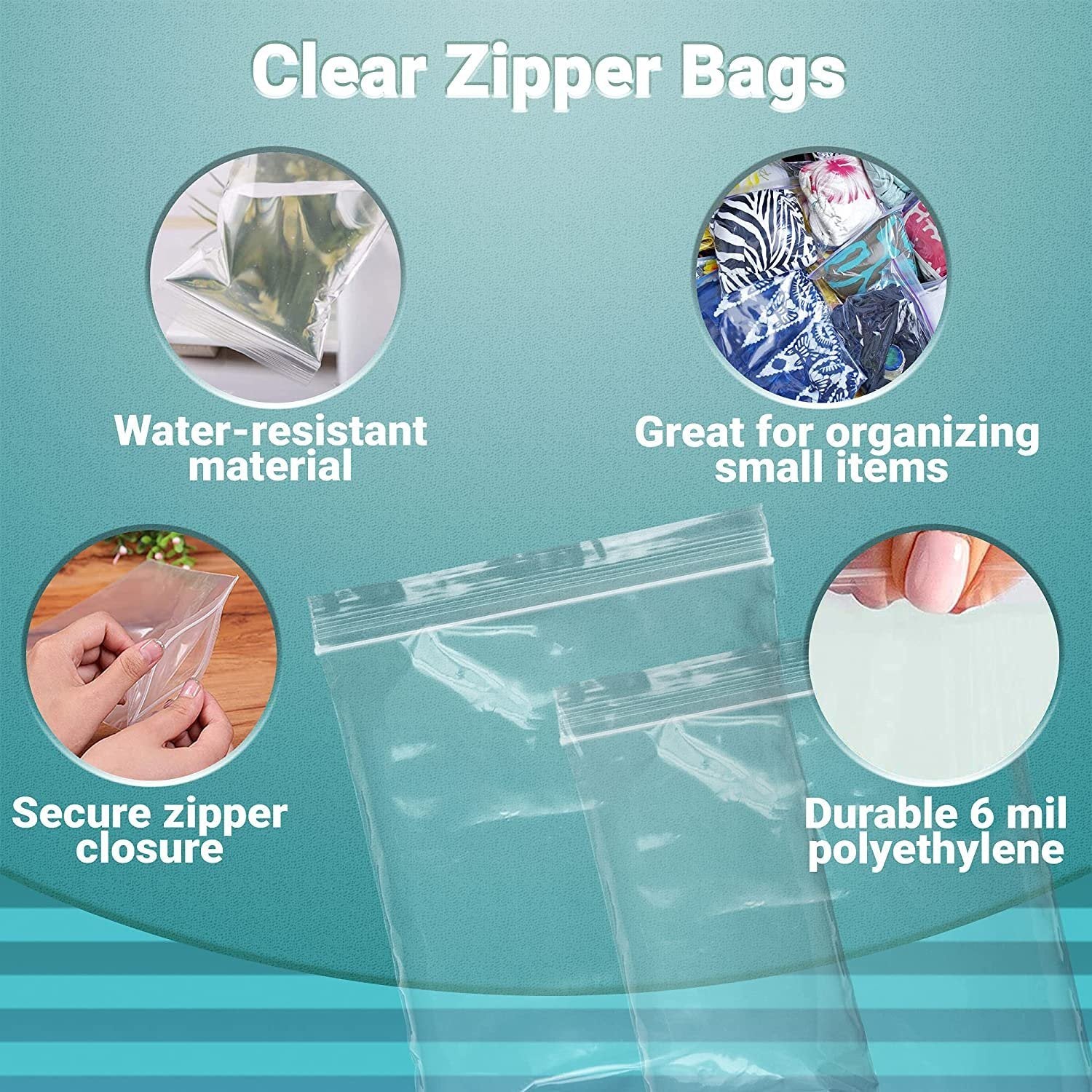 Pack of 1000 Clear Zipper Bags. Assortment 2 mil Clear Seal Top Plastic Bags. 10 Sizes of Zip top Polyethylene Bags for Shipping and Storage. Resealable. - Mailboxes of Flushing
