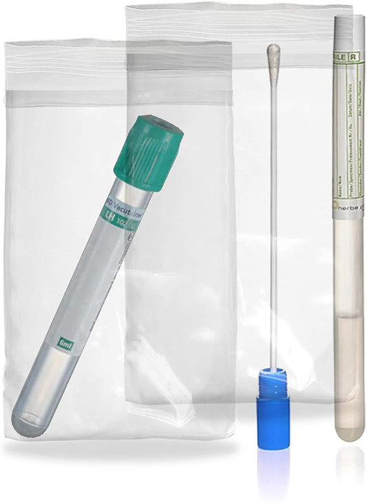 Pack of 100 Specimen Zipper Bags 6 x 9 Clear Specimen Bags 6x9 with Document Pouch and Back Flap Plain Bags Thickness 2 Mil Unprinted Transport Bags for Shipping Packaging Specimens - Mailboxes of Flushing