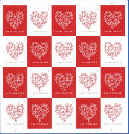 Red White Forever First Class Postage Stamps - Mailboxes of Flushing